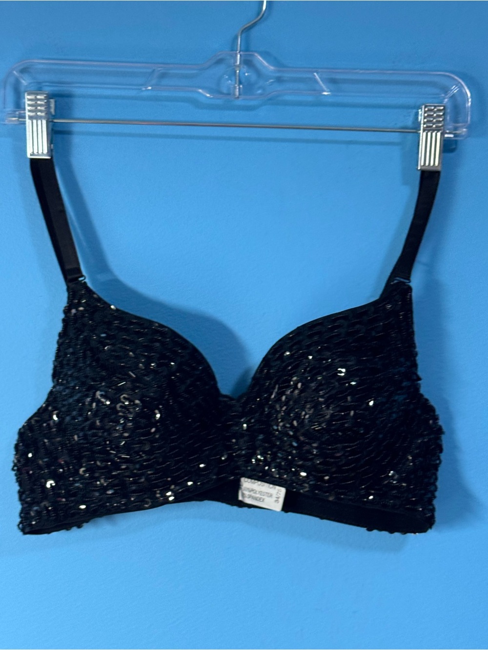 Black Beaded Sequin Push-Up Bra Size 34/75 Black Cabaret
Dance Costume